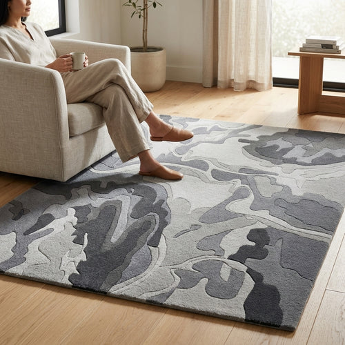 Hand Tufted Earthy Stripe Contemporary Wool Rug
