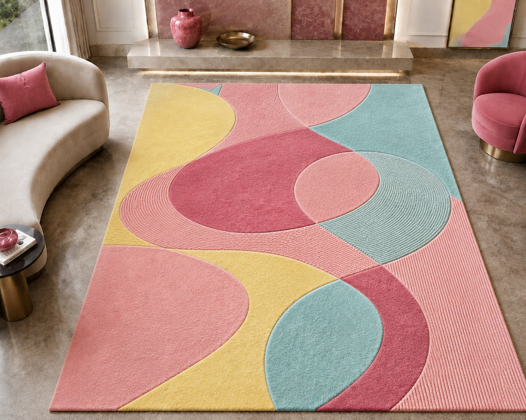 Hand Tufted Trellis Lattice Pattern Wool Carpet