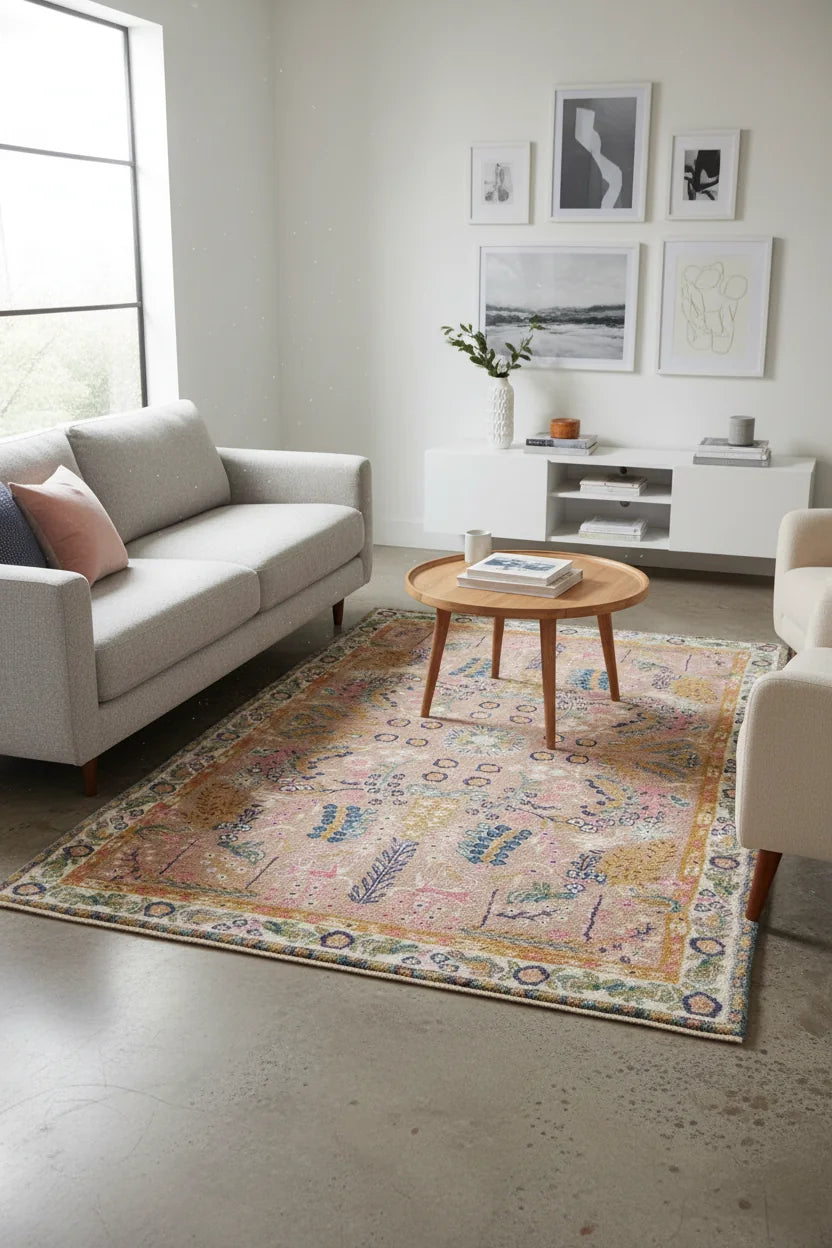 Persian Hand Tufted Wool Carpet 11 | Tabriz Design | Natural Wool Anti-Skid Latex Backing – View 3
