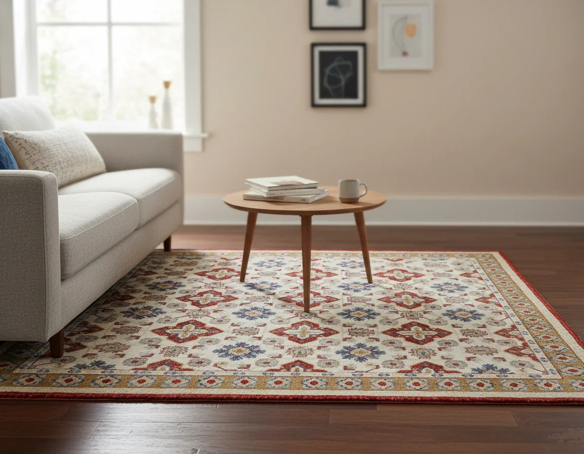 Persian Hand Tufted Wool Carpet 12 | Qashqai Design | Natural Wool Anti-Skid Latex Backing – View 3