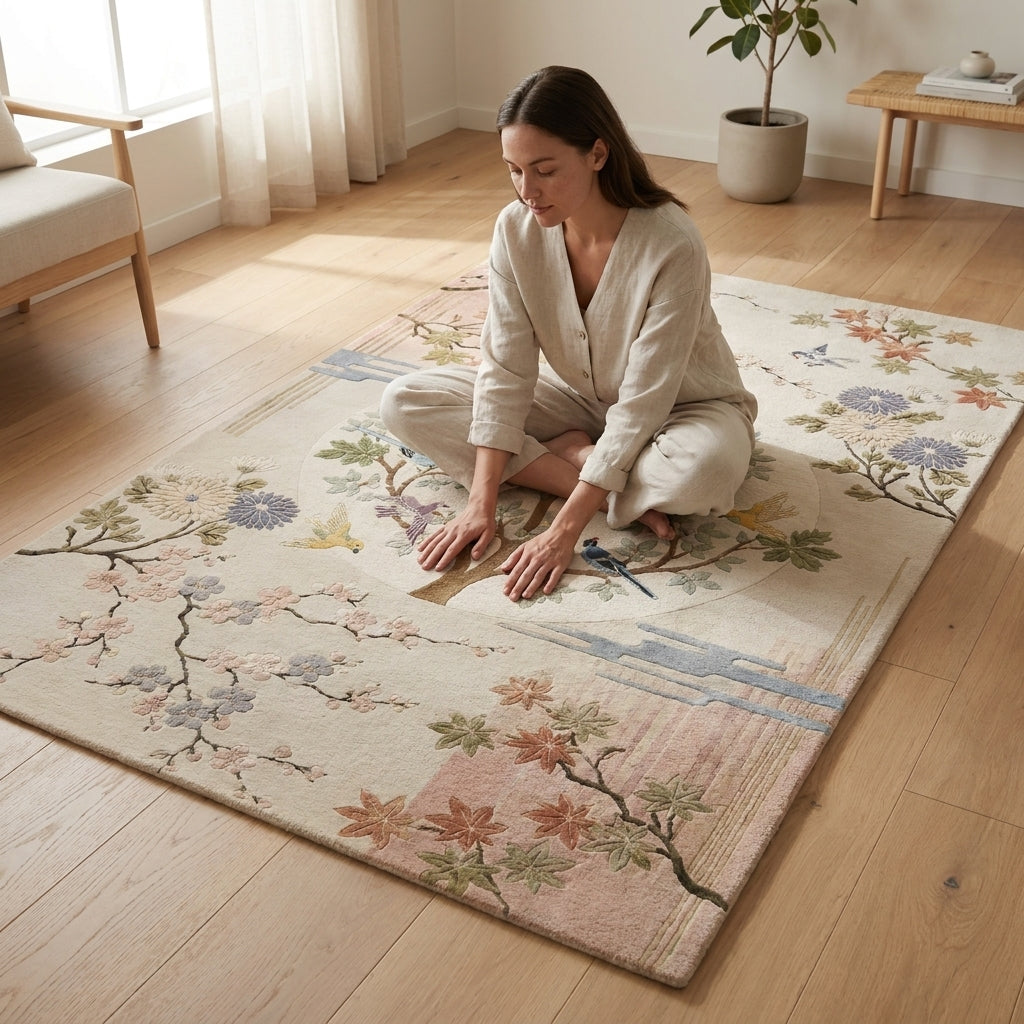 Hand Tufted Persian Floral Intricate Wool Carpet