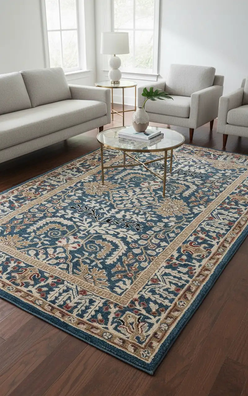 Persian Hand Tufted Wool Carpet 13 | Kashan Design | Natural Wool Anti-Skid Latex Backing – View 3