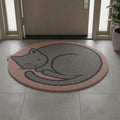Hand Tufted Sleepy Cat Face Wool Doormat