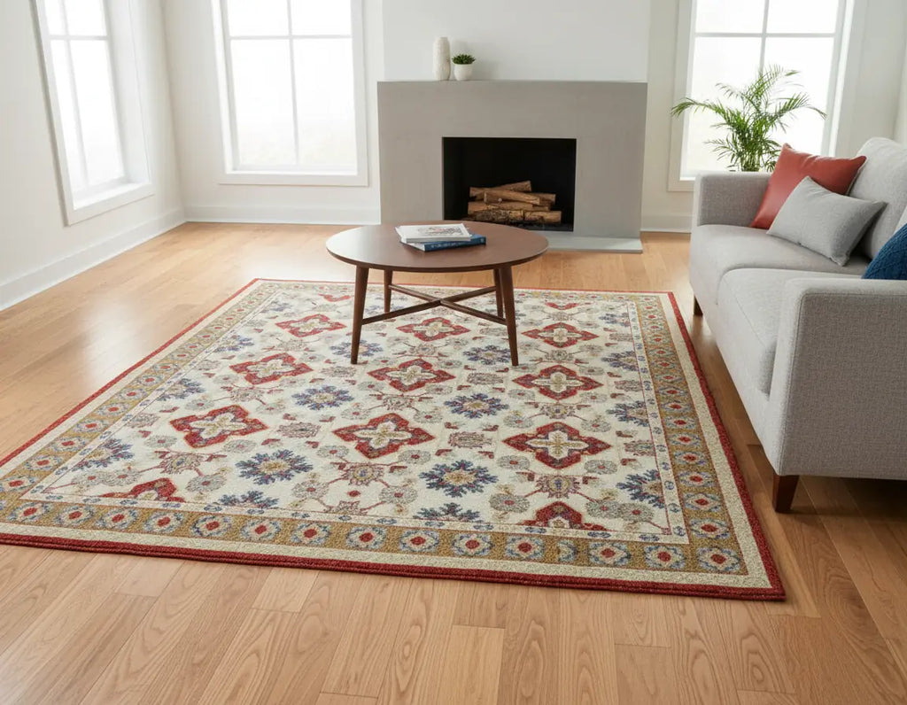 Persian Hand Tufted Wool Carpet 12 | Qashqai Design | Natural Wool Anti-Skid Latex Backing – View 6