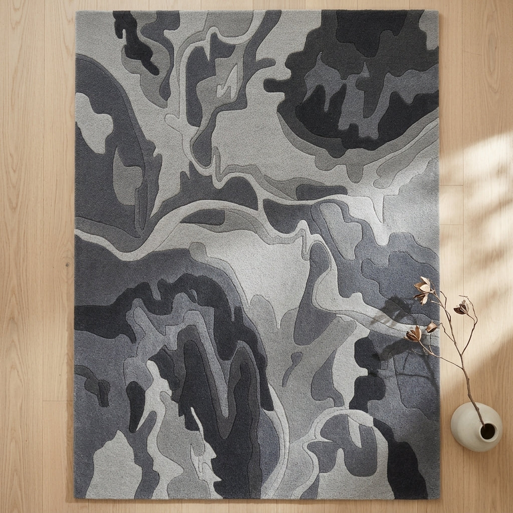 Hand Tufted Earthy Stripe Contemporary Wool Rug - View 3