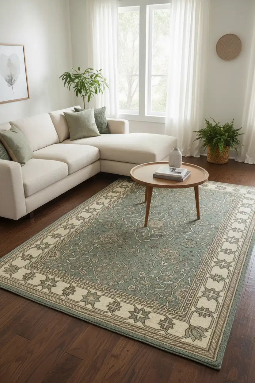 Persian Hand Tufted Wool Carpet 19 | Persian Garden Design | Natural Wool Anti-Skid Latex Backing – View 3