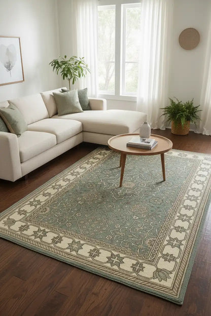 Persian Hand Tufted Wool Carpet 19 | Persian Garden Design | Natural Wool Anti-Skid Latex Backing – View 3