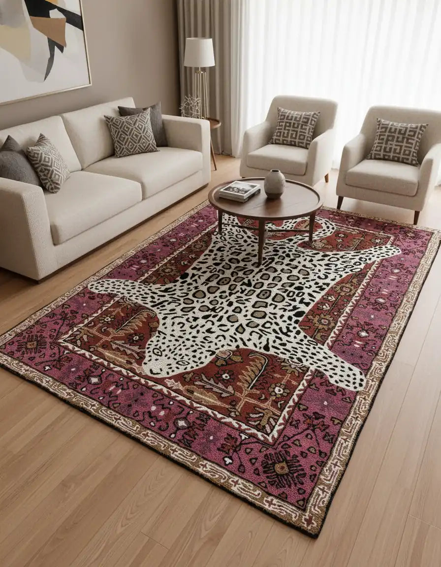 Persian Hand Tufted Wool Carpet 29 | Ardabil Design | Natural Wool Anti-Skid Latex Backing – View 6
