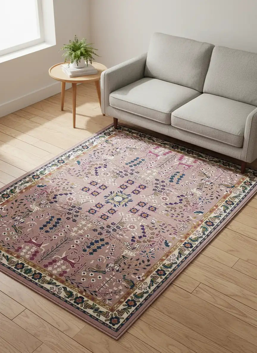 Persian Hand Tufted Wool Carpet 25 | Royal Court Design | Natural Wool Anti-Skid Latex Backing – View 5