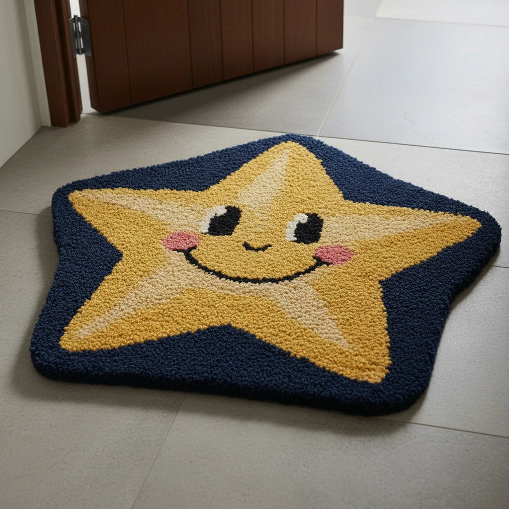 Hand Tufted Cartoon Star Shaped Wool Doormat - View 2