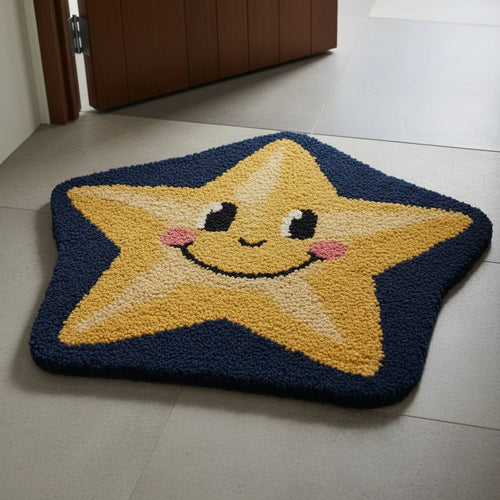 Hand Tufted Cartoon Star Shaped Wool Doormat - View 2