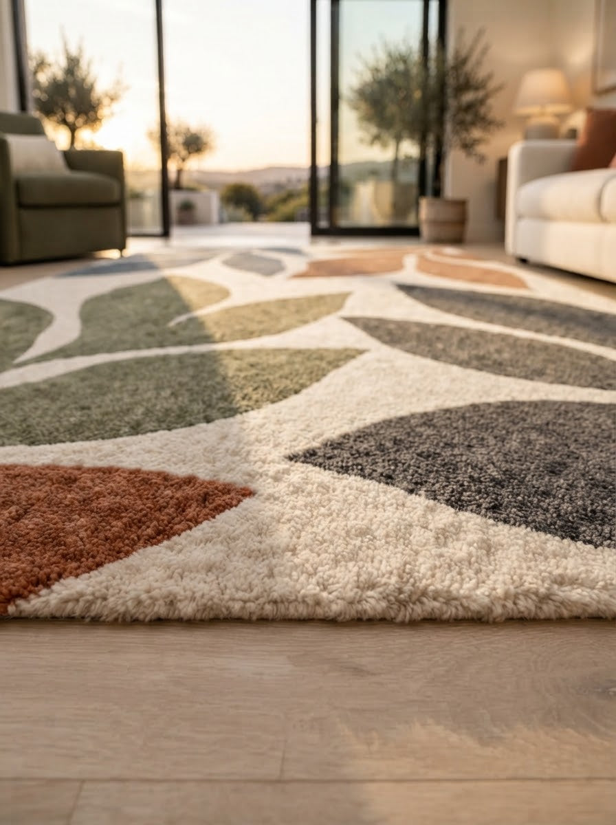 Modern Botanical Leaves hand-tufted rug, image 6
