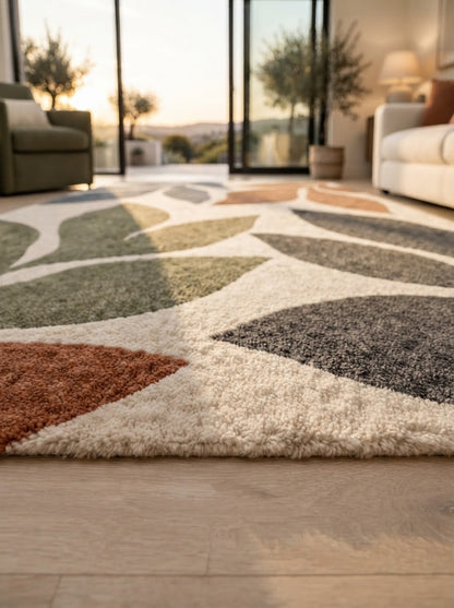 Modern Botanical Leaves hand-tufted rug, image 6