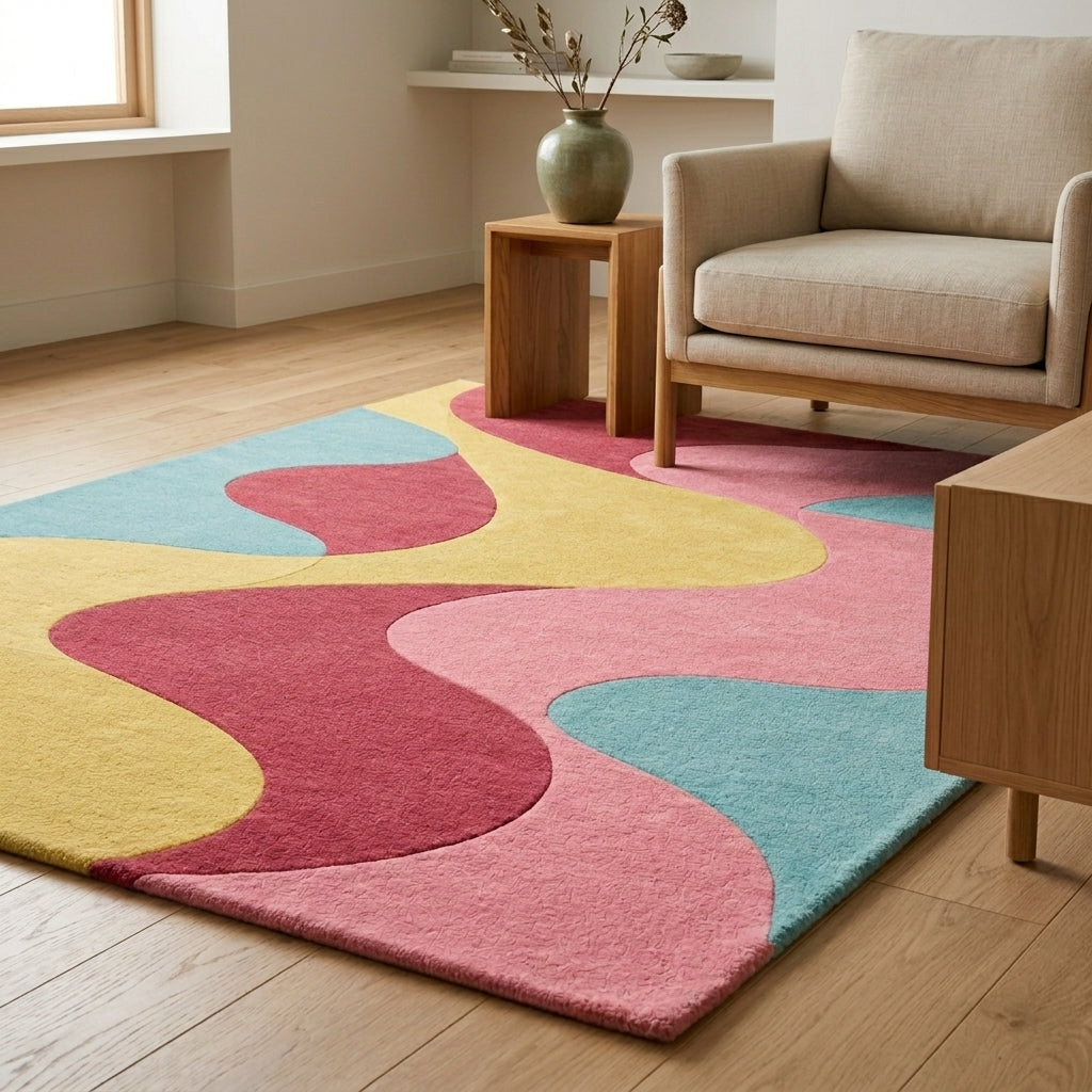 Hand Tufted Trellis Lattice Pattern Wool Carpet - View 4