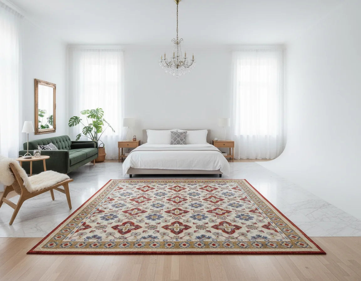 Persian Hand Tufted Wool Carpet 12 | Qashqai Design | Natural Wool Anti-Skid Latex Backing – View 5