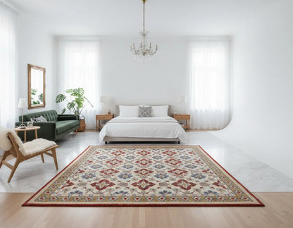 Persian Hand Tufted Wool Carpet 12 | Qashqai Design | Natural Wool Anti-Skid Latex Backing – View 5