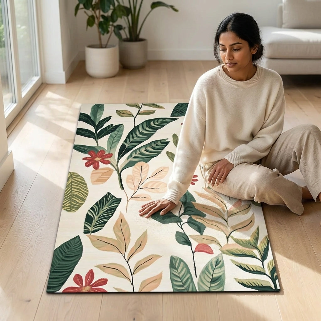 Hand Tufted Terracotta Aztec Tribal Wool Carpet - View 4