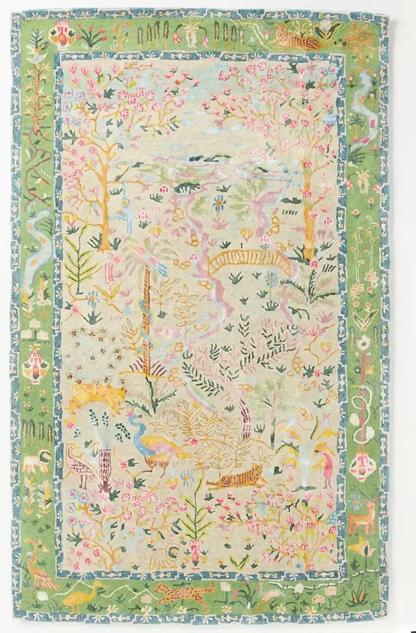 Persian Hand Tufted Wool Carpet 14 | Ziegler Design | Natural Wool Anti-Skid Latex Backing