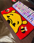 Hand-Tufted Winnie the Pooh Keyboard Rug & Wrist Rest | Custom Bear and Bees Plush Desk Mat