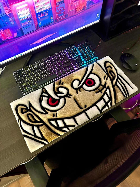 Hand-Tufted Gear 5 Luffy Keyboard Rug & Wrist Rest | Custom Anime One Piece Plush Desk Mat