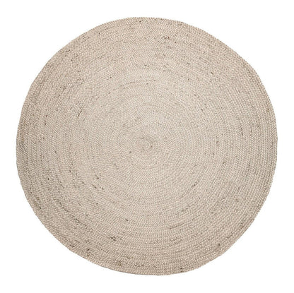 Round Natural Beige Jute Area Rug – Braided Circular Rug for Entryway, Living Room & Bedroom
