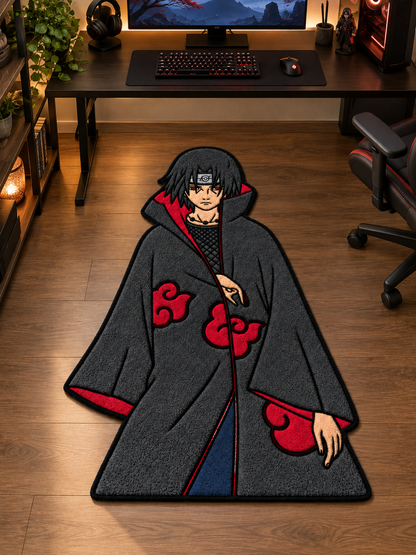 Itachi character cutout rug - gaming room styling