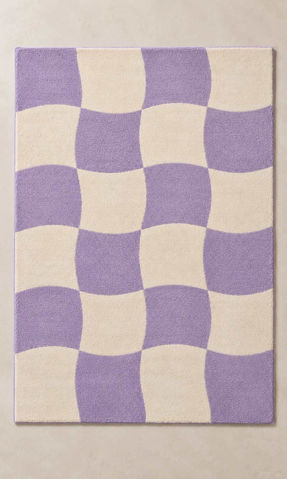 Lilac Rhythm lilac & cream rectangle hand-tufted wool rug – AI-generated design visualization