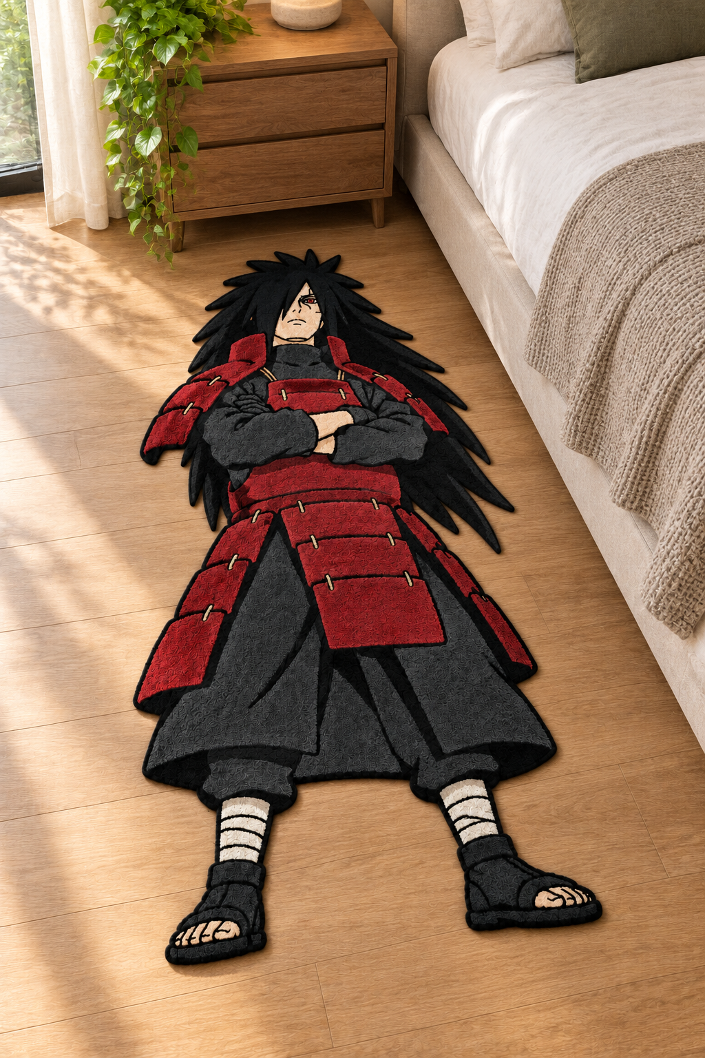 Madara character cutout rug - bedside styling