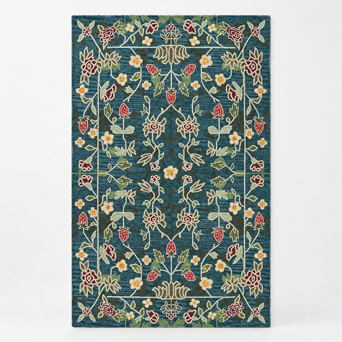 Luxury Hand Tufted Floral Wool Carpet | Traditional Botanical Area Rug with Natural Latex Anti-Skid Backing – full front view