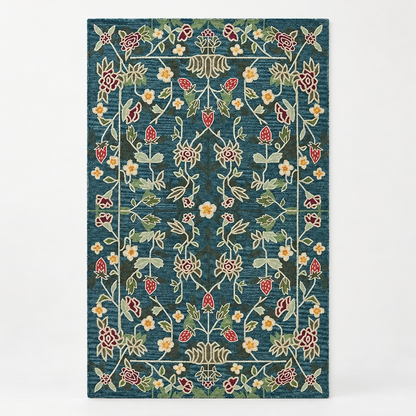 Luxury Hand Tufted Floral Wool Carpet | Traditional Botanical Area Rug with Natural Latex Anti-Skid Backing – full front view