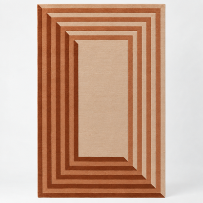 Luxury Hand Tufted Geometric Wool Carpet | Modern Border Area Rug with Natural Latex Anti-Skid Backing – full front view