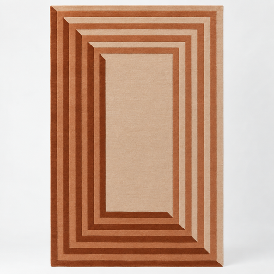 Luxury Hand Tufted Geometric Wool Carpet | Modern Border Area Rug with Natural Latex Anti-Skid Backing – full front view