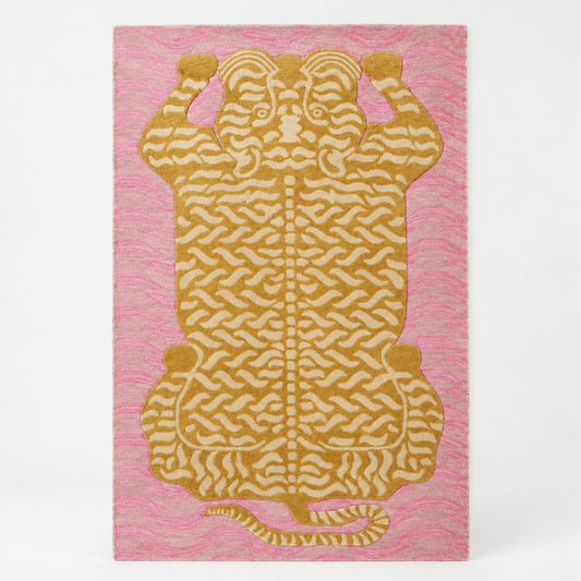 Luxury Hand Tufted Tiger Wool Carpet | Modern Animal Print Area Rug with Natural Latex Anti-Skid Backing – full front view