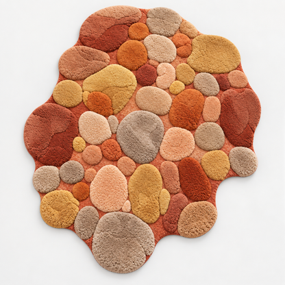 Hand Tufted Wool Rug, Abstract Pebble Design, Luxury Modern Area Rug – full front view