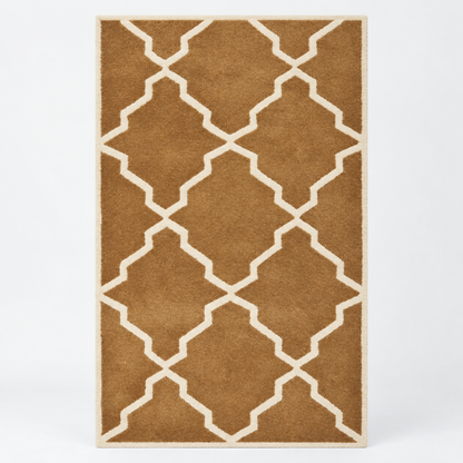 Geometric Hand Tufted Wool Rug | Modern Pattern Area Rug with Natural Latex Anti-Skid Backing – full front view