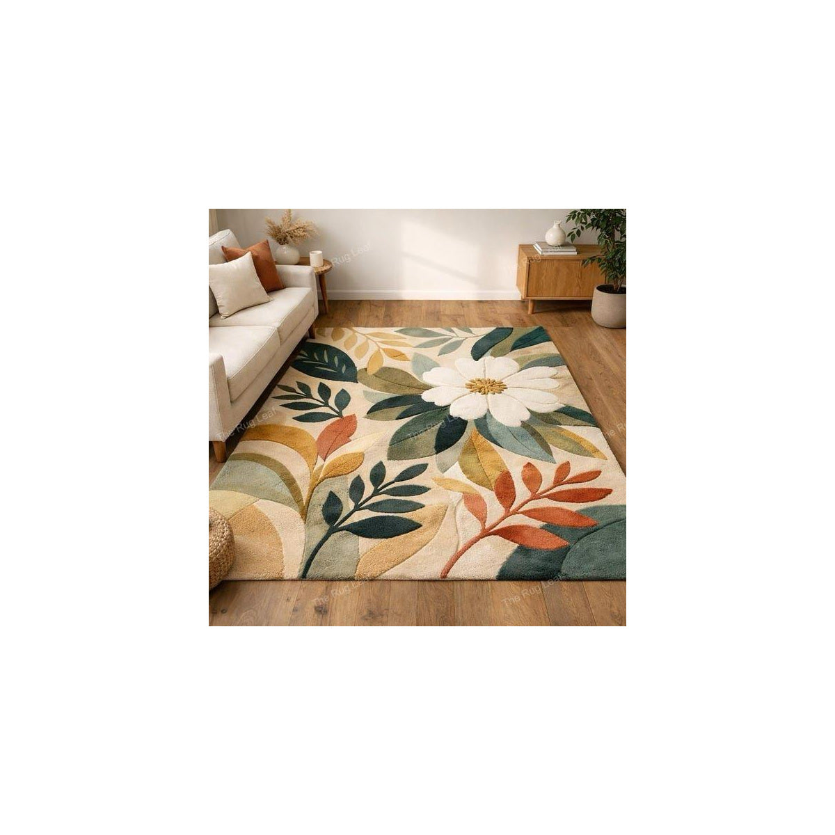 Ivory Meadow Botanical Floral Hand-Tufted Area Rug