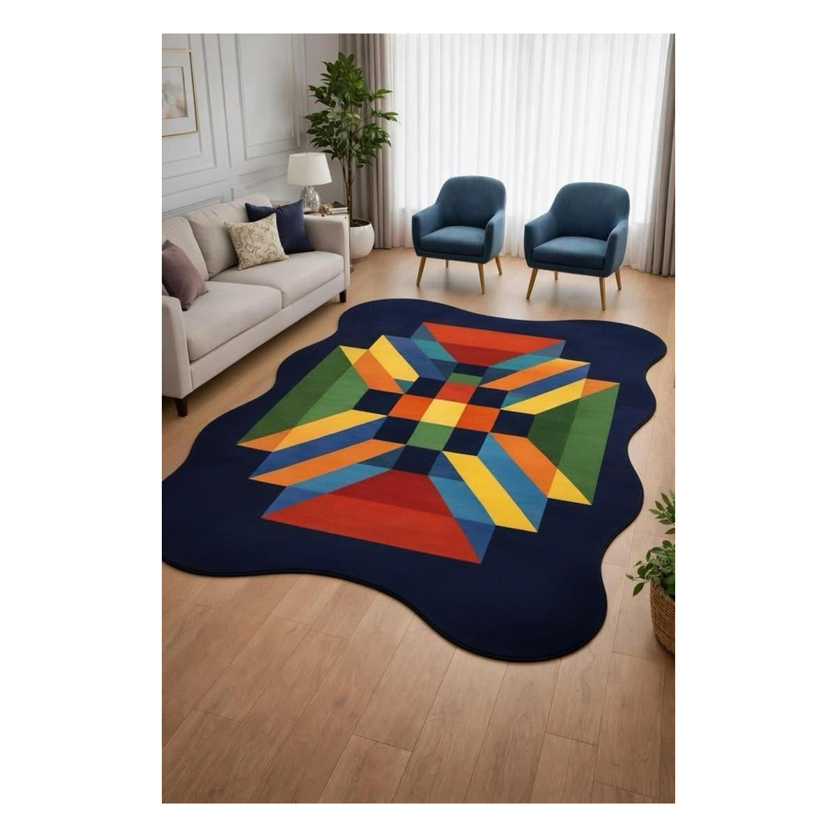 Vibrant Mosaic Geometric Sculpted Rug