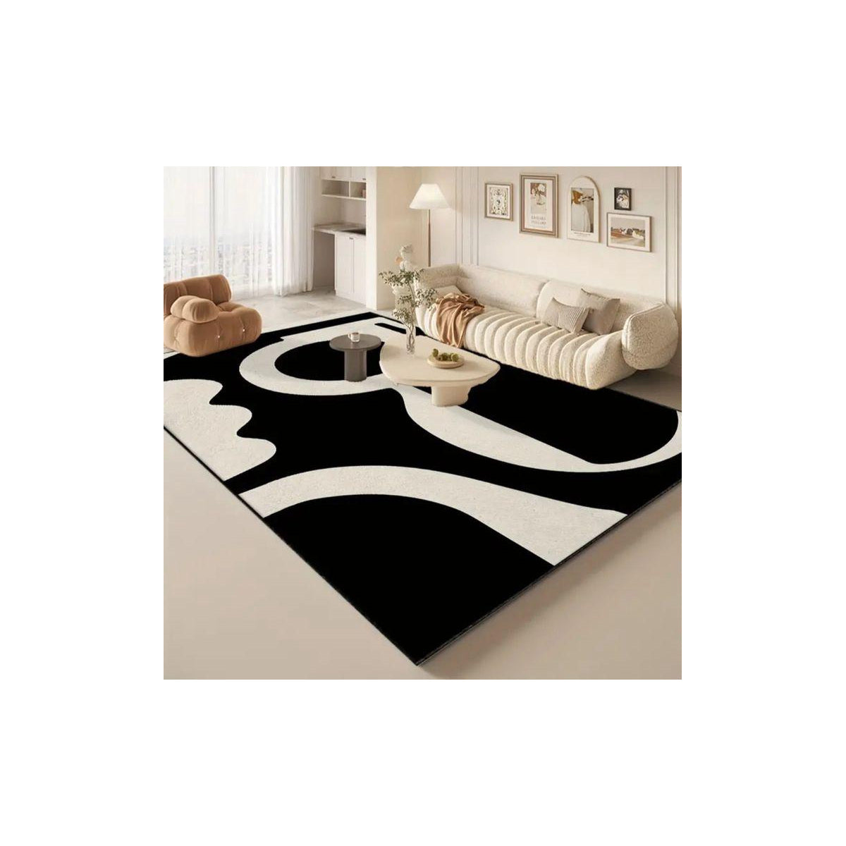 Black & Ivory Bold Graphic Hand-Tufted Rug