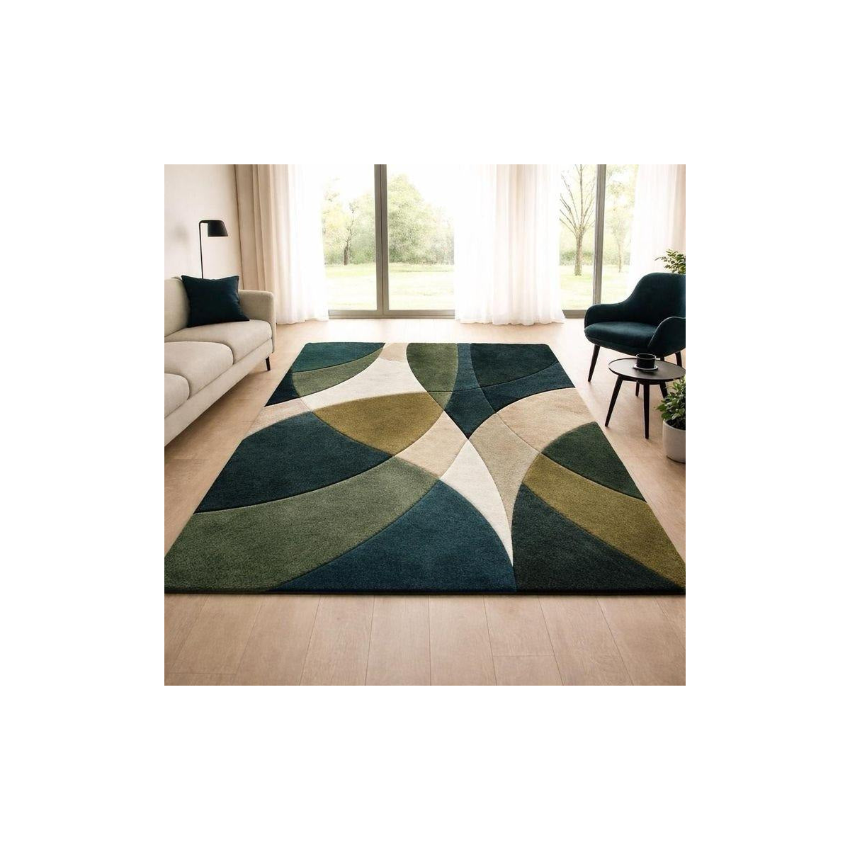 Emerald Sage Interlocking Arch Rug