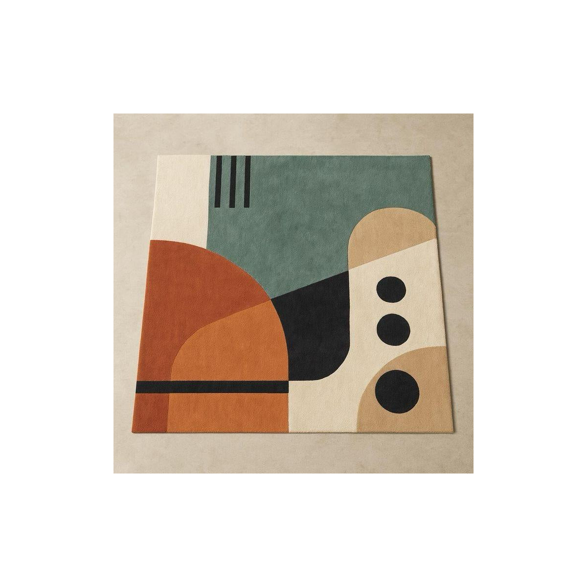 Abstract Art Deco Terracotta Geometric Rug