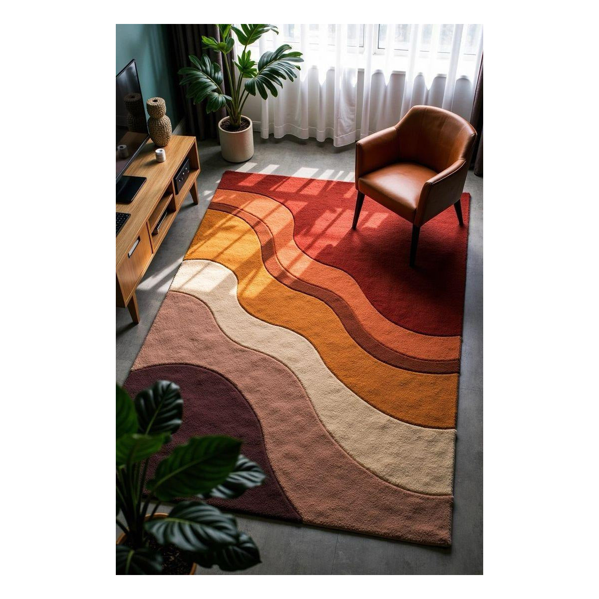 Terracotta Rose Sunset Wave Rug