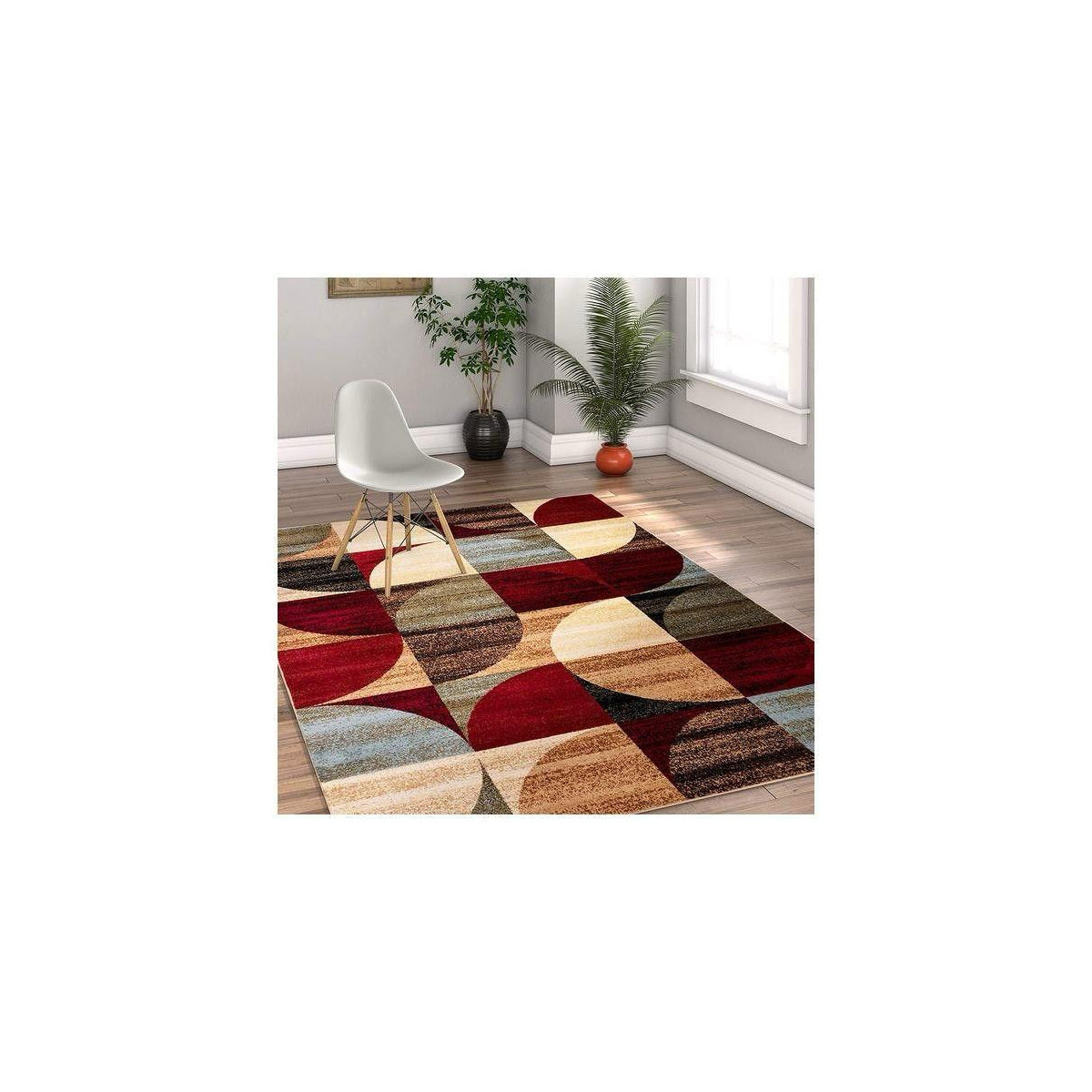 Burgundy Wine Retro Patchwork Rug