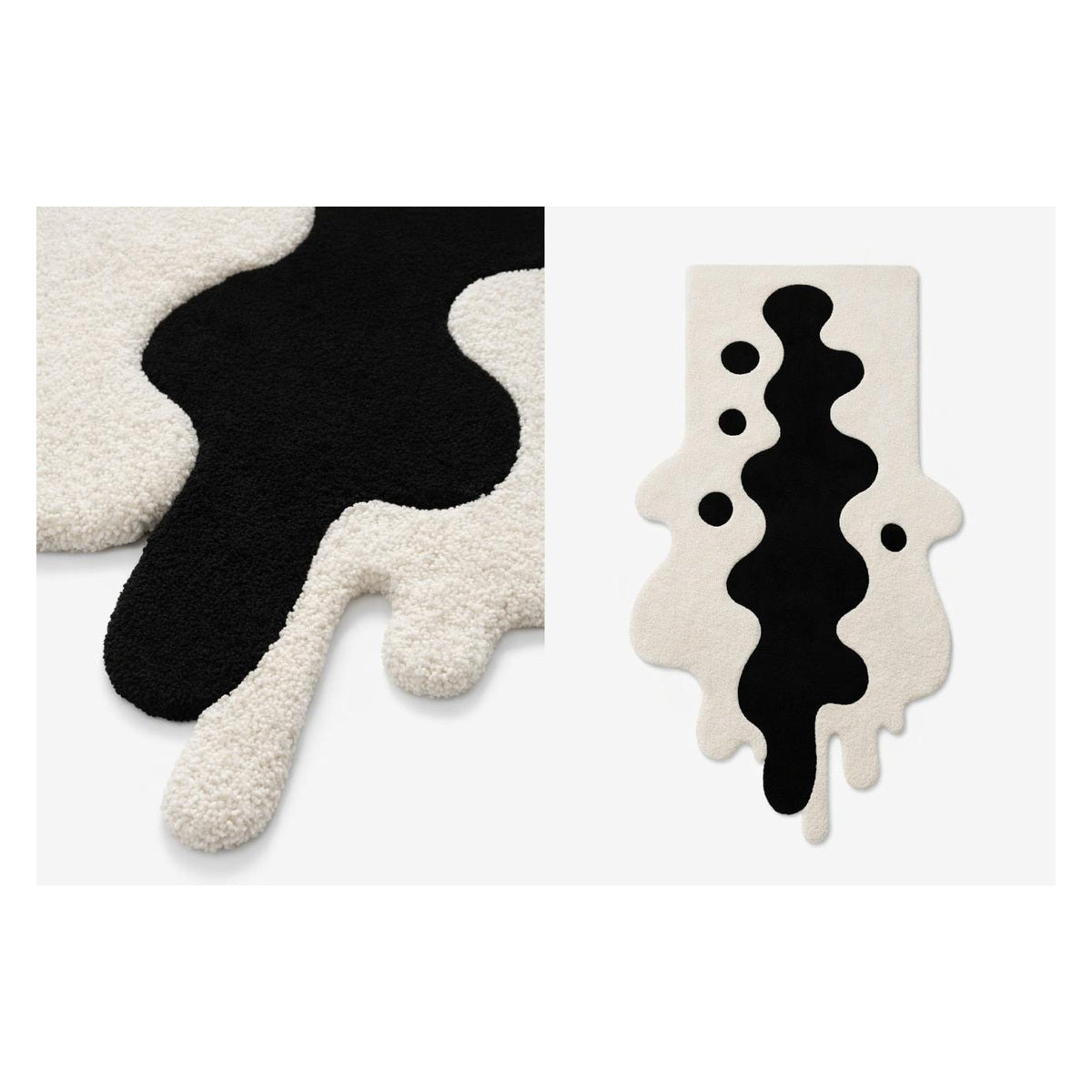 Black Ivory Ink Blot Freeform Statement Rug