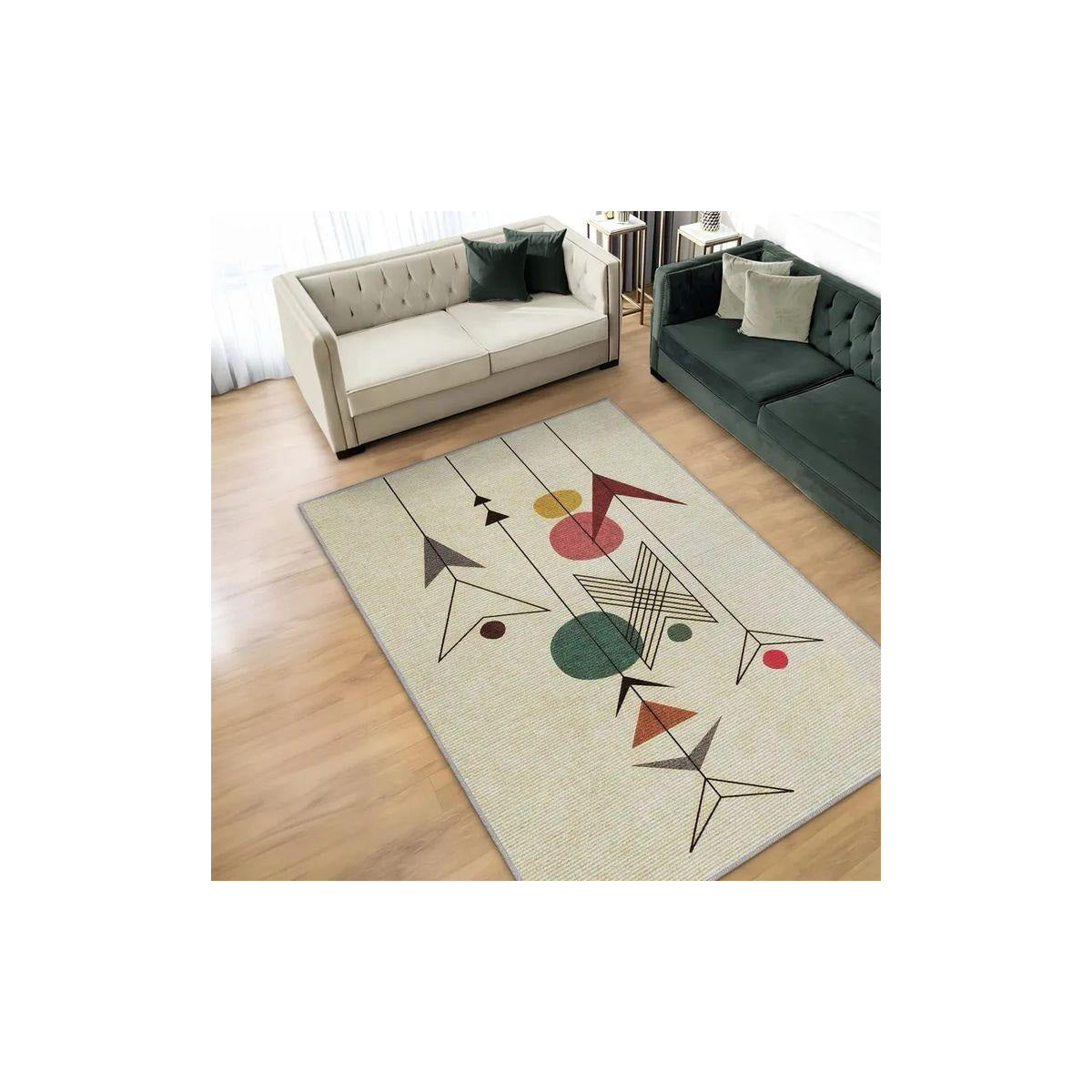 Atomic Midcentury Cream Abstract Rug