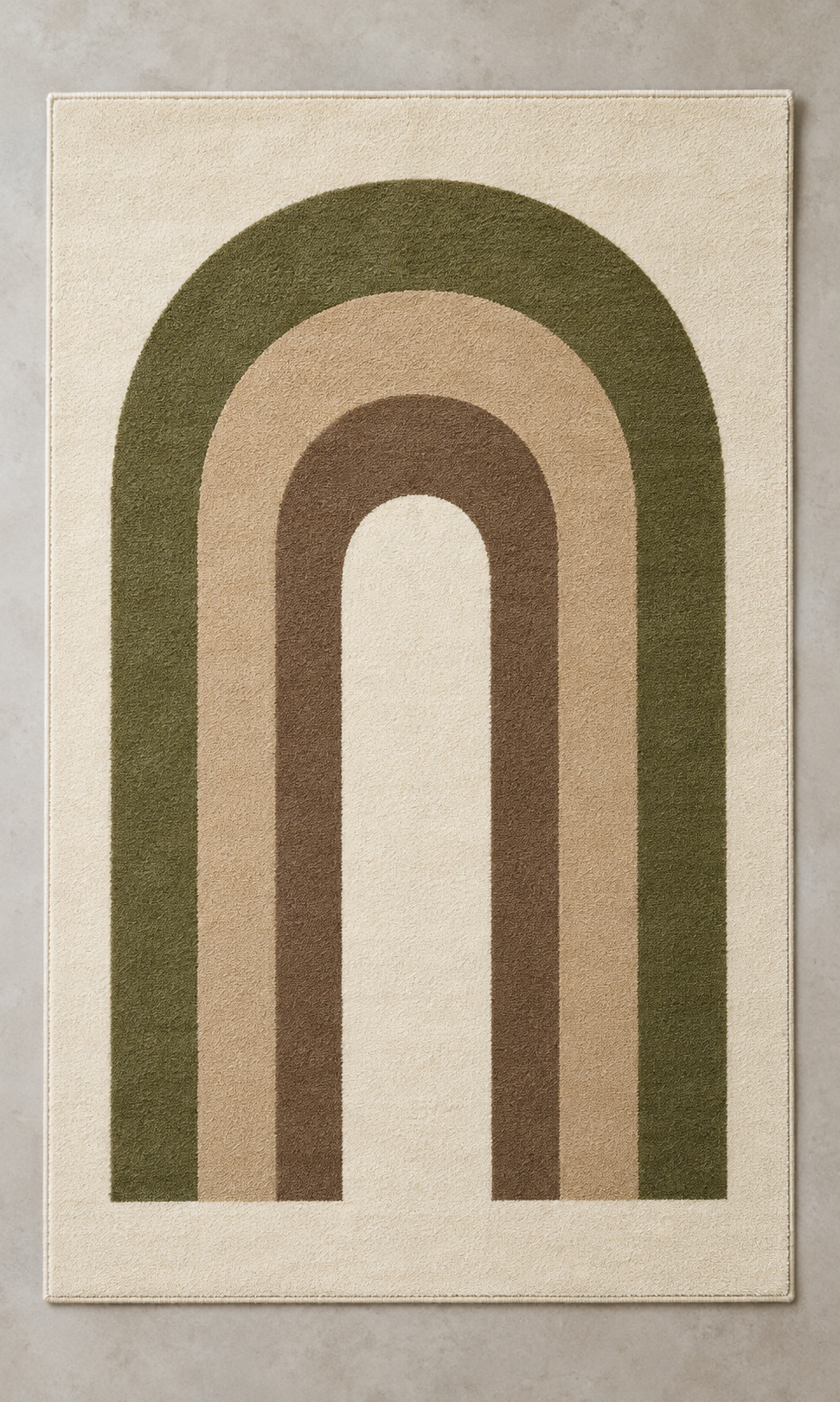 Olive Window olive green, sand & cream rectangle hand-tufted wool rug – AI-generated design visualization