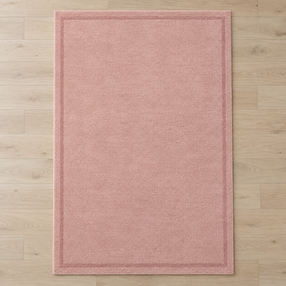Blush Pink plain hand tufted single border rug