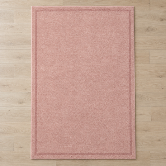 Blush Pink plain hand tufted single border rug