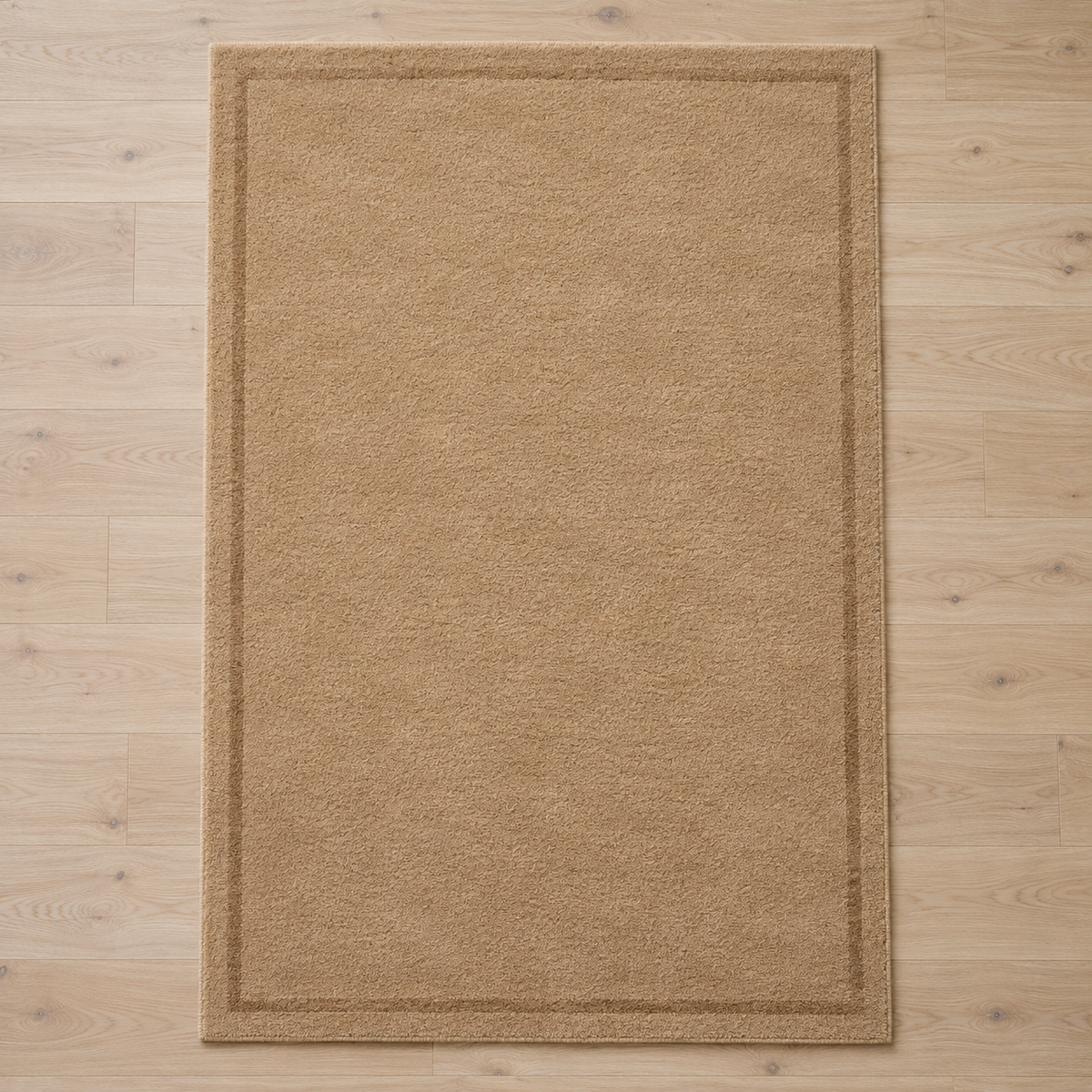 Camel plain hand tufted single border rug