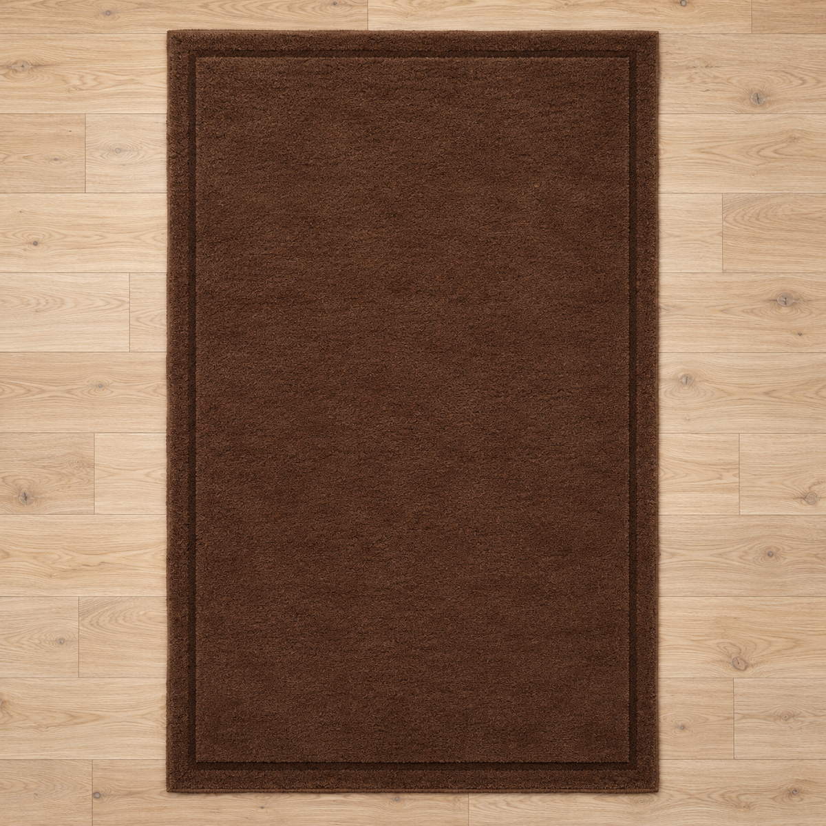 Chocolate Brown plain hand tufted single border rug