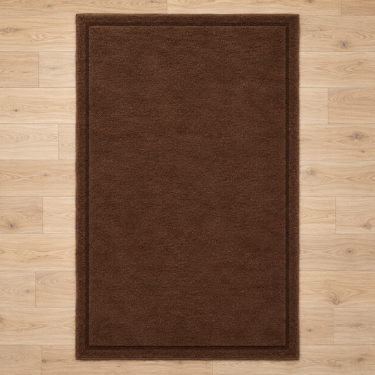 Chocolate Brown plain hand tufted single border rug